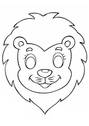 Çocuklar İçin  Aslan Hazır Maske Şablonları 